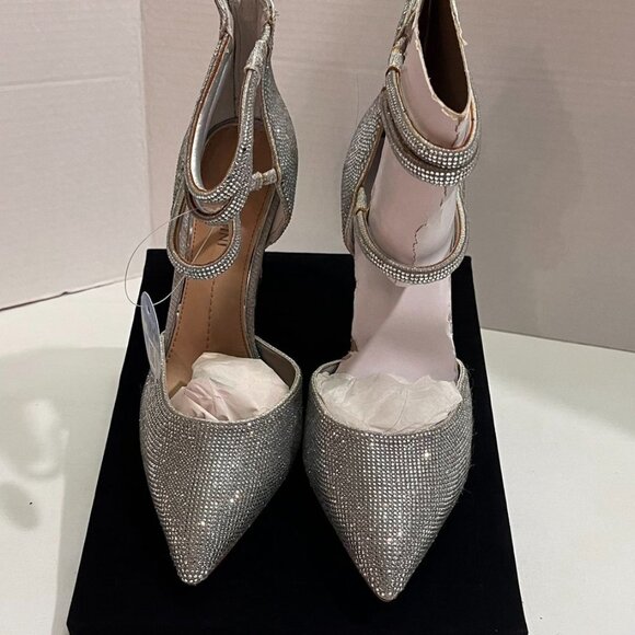 🖤 Gianni Bini Rhinestone Ankle Strap Heels – Silver | Size 6.5 - Picture 9 of 9